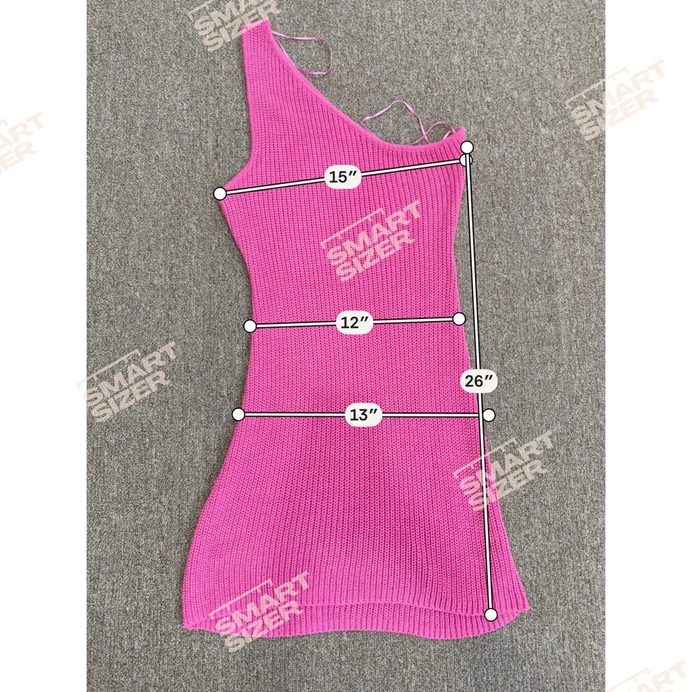 Le Lis Barbie Pink Crochet One Shoulder Mini Bodycon Dress; Woman’s medium - Picture 6 of 6